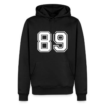 89 - Men’s Premium Organic Hoodie - black - Front - Nico (187cm)