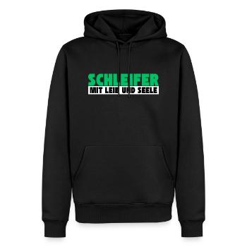 Schleifer mit Leib und Seele - Männer Premium Bio Hoodie - Schwarz - Vorne - Nico (187cm)