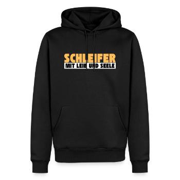 Schleifer mit Leib und Seele - Männer Premium Bio Hoodie - Schwarz - Vorne - Nico (187cm)