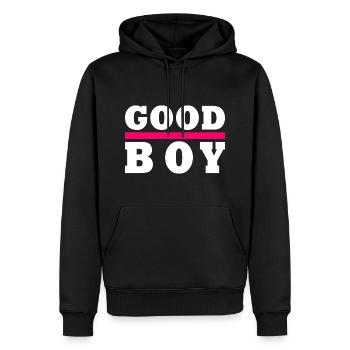 Good boy - Männer Premium Bio Hoodie - Schwarz - Vorne - Nico (187cm)