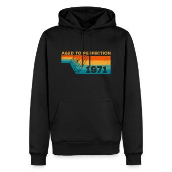Vintage 1971 - Cadeau D’anniversaire 1971 Retro - Sweat à capuche Premium bio Homme - noir - Devant - Nico (187cm)