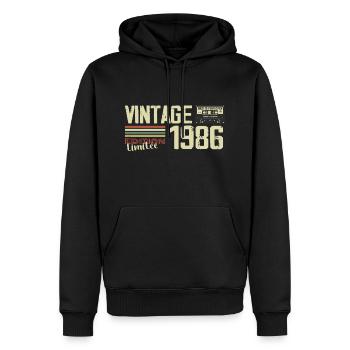 1986 Vintage Rétro Cadeau D'anniversaire 1986 - Sweat à capuche Premium bio Homme - noir - Devant - Nico (187cm)