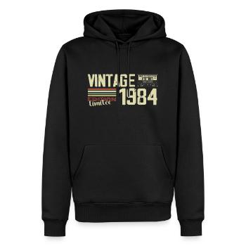 1984 Vintage Rétro Cadeau D'anniversaire 1984 - Sweat à capuche Premium bio Homme - noir - Devant - Nico (187cm)
