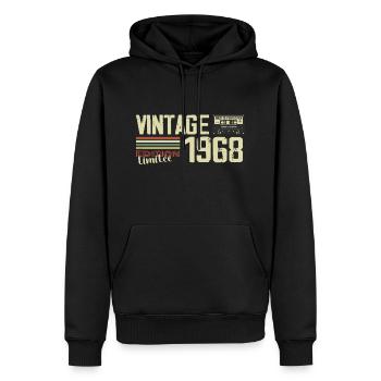1968 Vintage Rétro Cadeau D'anniversaire 1968 - Sweat à capuche Premium bio Homme - noir - Devant - Nico (187cm)