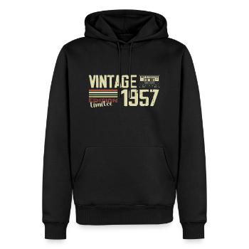 1957 Vintage Retro 1957 Geburtstagsgeschenk - Männer Premium Bio Hoodie - Schwarz - Vorne - Nico (187cm)
