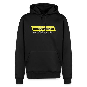 Handwerker mit Leib und Seele - Männer Premium Bio Hoodie - Schwarz - Vorne - Nico (187cm)