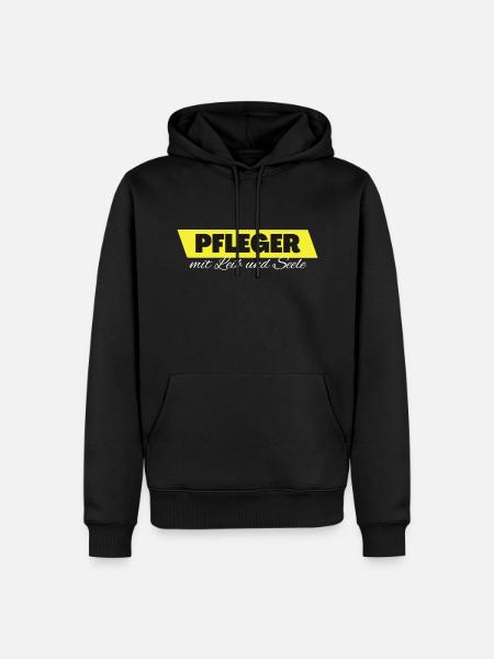 Pfleger mit Leib und Seele - Männer Premium Bio Hoodie - Schwarz