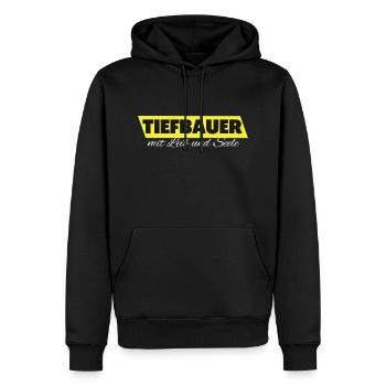 Tiefbauer mit Leib und Seele - Männer Premium Bio Hoodie - Schwarz - Vorne - Nico (187cm)