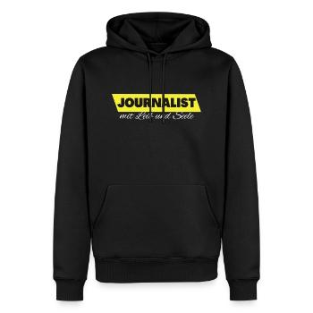 Journalist mit Leib und Seele - Männer Premium Bio Hoodie - Schwarz - Vorne - Nico (187cm)