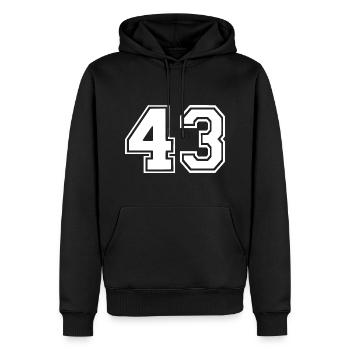 43 - Männer Premium Bio Hoodie - Schwarz - Vorne - Nico (187cm)