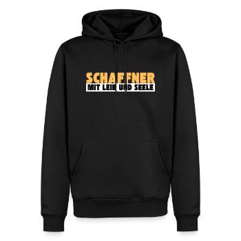 Schaffner mit Leib und Seele - Männer Premium Bio Hoodie - Schwarz - Vorne - Nico (187cm)