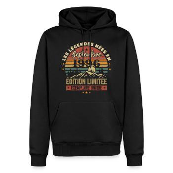 Rétro 1996 - Les légendes nées en Septembre 1996 - Sweat à capuche Premium bio Homme - noir - Devant - Nico (187cm)