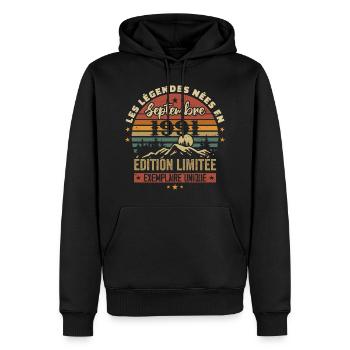 Rétro 1991 - Les légendes nées en Septembre 1991 - Sweat à capuche Premium bio Homme - noir - Devant - Nico (187cm)