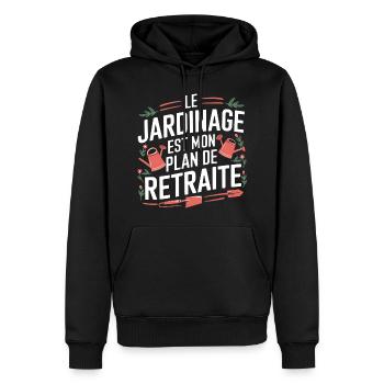 Gartenarbeit ist meine Altersvorsorge - Männer Premium Bio Hoodie - Schwarz - Vorne - Nico (187cm)