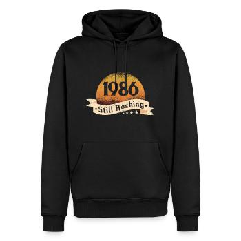 1986 - Männer Premium Bio Hoodie - Schwarz - Vorne - Nico (187cm)