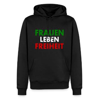 Frauen leben freiheit - Männer Premium Bio Hoodie - Schwarz - Vorne - Nico (187cm)