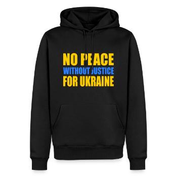 No peace without justice for ukraine - Männer Premium Bio Hoodie - Schwarz - Vorne - Nico (187cm)