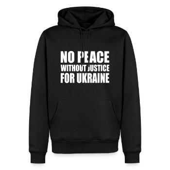No peace without justice for ukraine - Männer Premium Bio Hoodie - Schwarz - Vorne - Nico (187cm)