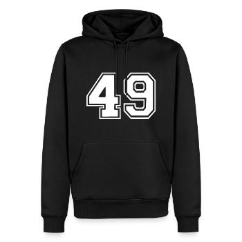 49 - Männer Premium Bio Hoodie - Schwarz - Vorne - Nico (187cm)