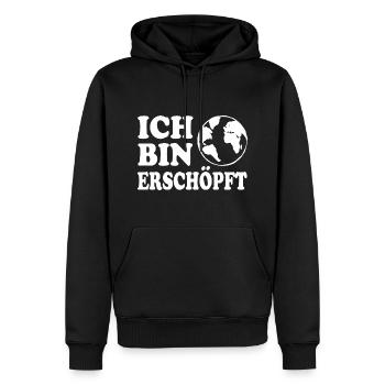 Ich bin erschöpft - Männer Premium Bio Hoodie - Schwarz - Vorne - Nico (187cm)