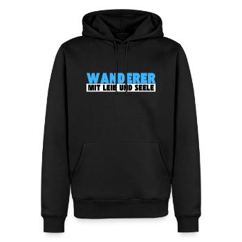 Wanderer mit Leib und Seele - Männer Premium Bio Hoodie - Schwarz - Vorne - Nico (187cm)