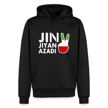 jin jiyan azadi - Sweat à capuche Premium bio Homme - noir - Devant - Nico (187cm)
