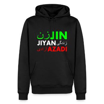 Jin jiyan azadi زن زندگی آزادی - Sweat à capuche Premium bio Homme - noir - Devant - Nico (187cm)