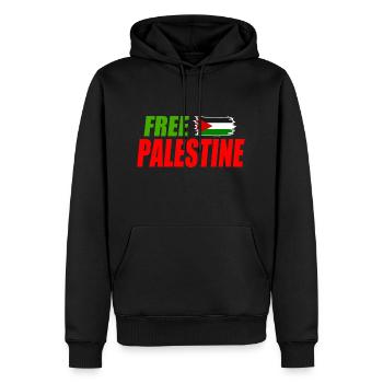 Free palestine - Sweat à capuche Premium bio Homme - noir - Devant - Nico (187cm)