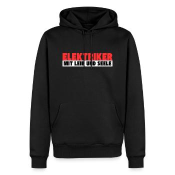 Elektriker mit Leib und Seele - Männer Premium Bio Hoodie - Schwarz - Vorne - Nico (187cm)
