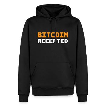 Bitcoin accepté - Sweat à capuche Premium bio Homme - noir - Devant - Nico (187cm)