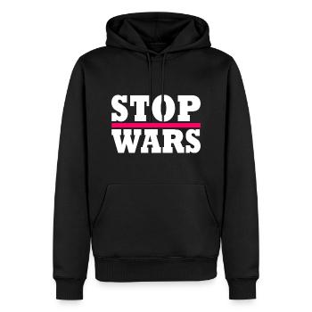 Stop wars - Männer Premium Bio Hoodie - Schwarz - Vorne - Nico (187cm)