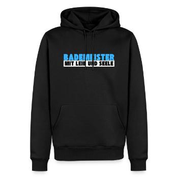 Bademeister mit Leib und Seele - Männer Premium Bio Hoodie - Schwarz - Vorne - Nico (187cm)