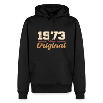 1973 Vintage Anniversaire Rétro Cadeau 1973 - Sweat à capuche Premium bio Homme - noir - Devant - Nico (187cm)