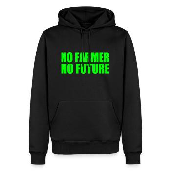 no farmer no future - Men’s Premium Organic Hoodie - black - Front - Nico (187cm)