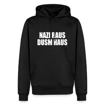 Nazis raus dusm haus - Männer Premium Bio Hoodie - Schwarz - Vorne - Nico (187cm)