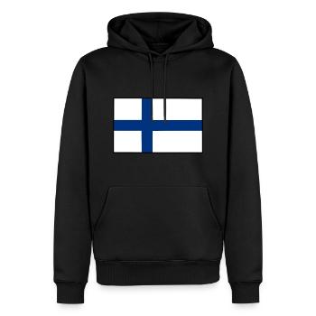 Finnish flag - Men’s Premium Organic Hoodie - black - Front - Nico (187cm)