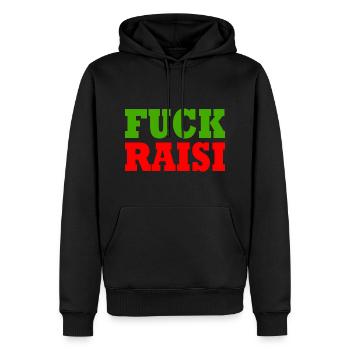 Fuck raisi - Männer Premium Bio Hoodie - Schwarz - Vorne - Nico (187cm)