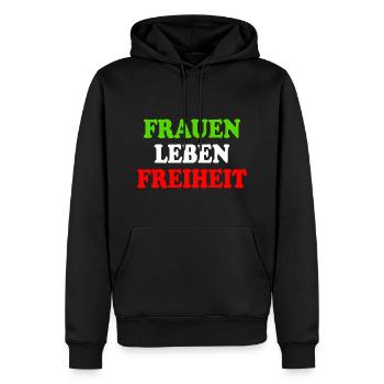 Frauen leben freiheit - Männer Premium Bio Hoodie - Schwarz - Vorne - Nico (187cm)