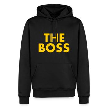 The boss - Sweat à capuche Premium bio Homme - noir - Devant - Nico (187cm)