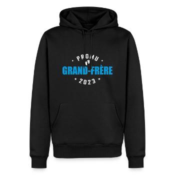 Promu Grand Frère 2023 Annonce Grossesse - Sweat à capuche Premium bio Homme - noir - Devant - Nico (187cm)