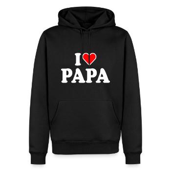 I love papa - Sweat à capuche Premium bio Homme - noir - Devant - Nico (187cm)