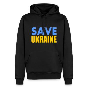Save ukraine - Sweat à capuche Premium bio Homme - noir - Devant - Nico (187cm)