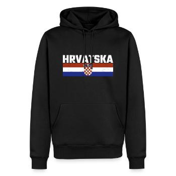 Hrvatska Croatia Kroatien Urlaub Kroatische Flagge - Männer Premium Bio Hoodie - Schwarz - Vorne - Nico (187cm)
