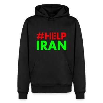 Help iran - Men’s Premium Organic Hoodie - black - Front - Nico (187cm)