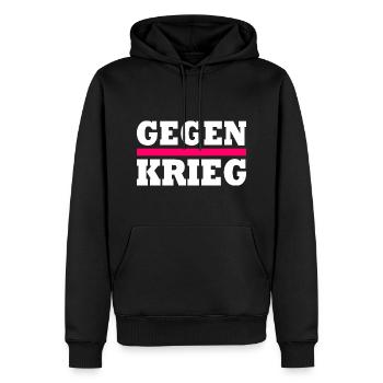 Gegen krieg - Männer Premium Bio Hoodie - Schwarz - Vorne - Nico (187cm)