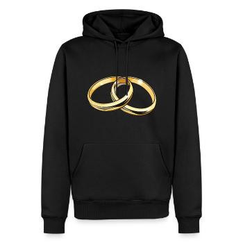 Anneaux de mariage symbole mariage - Sweat à capuche Premium bio Homme - noir - Devant - Nico (187cm)