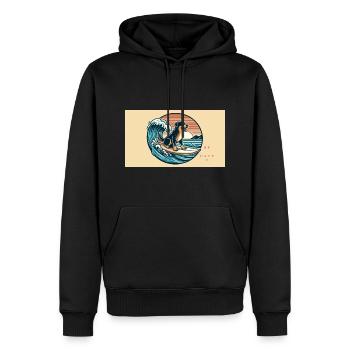 Be Happy - Männer Premium Bio Hoodie - Schwarz - Vorne - Nico (187cm)