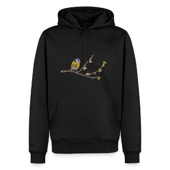 Blaumeise - Männer Premium Bio Hoodie - Schwarz - Vorne - Nico (187cm)