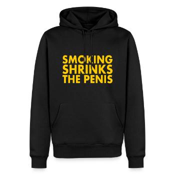 Smoking shrinks the penis - Sweat à capuche Premium bio Homme - noir - Devant - Nico (187cm)