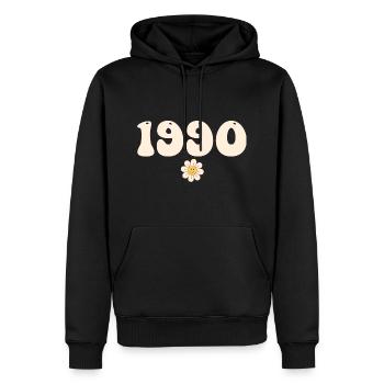 1990 - Cadeau né en 1990 - Sweat à capuche Premium bio Homme - noir - Devant - Nico (187cm)
